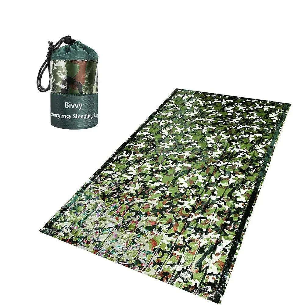 Camo Thermal Sleeping Bag for Emergency Outdoor Use