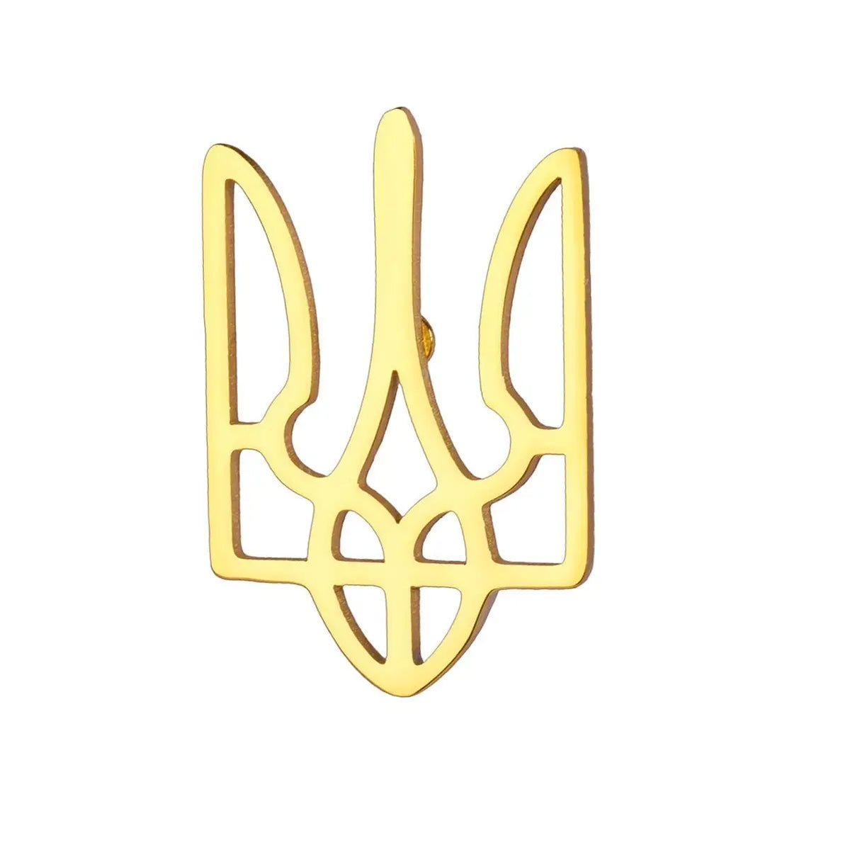 Gold Ukraine symbol pin for patriotic displays and accessories