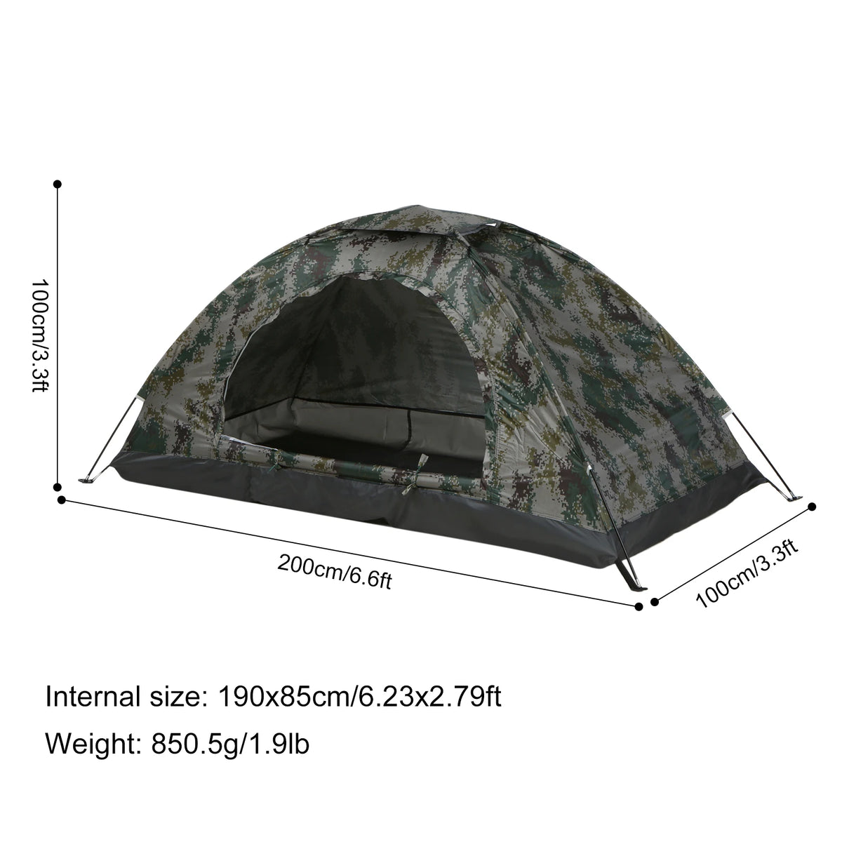 Ultralight camping tent in camouflage color for easy setup and portability