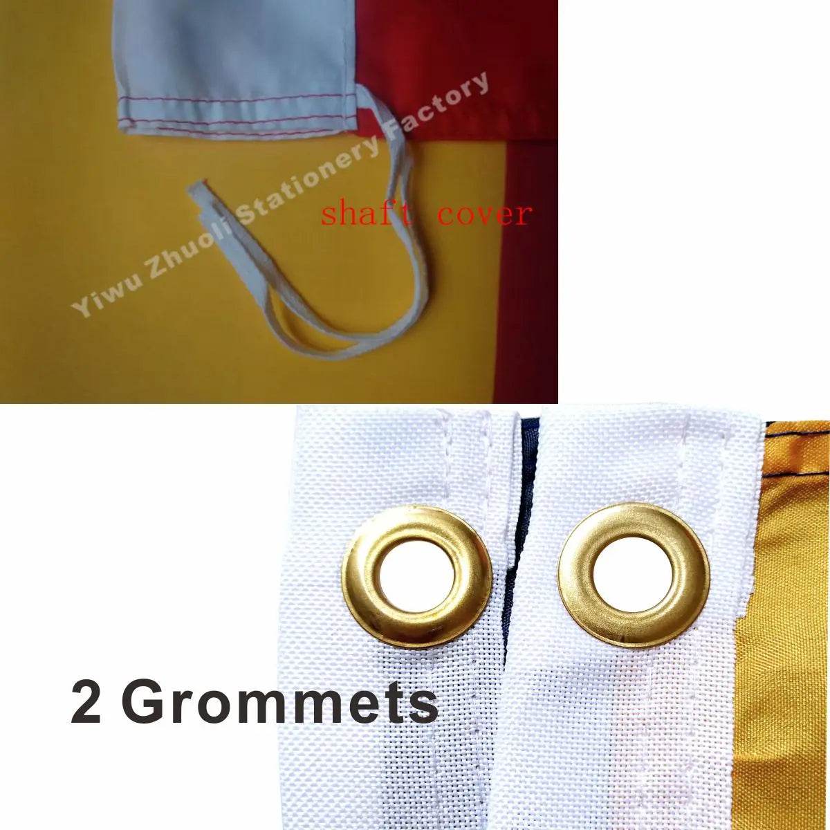 Close-up of United Nations flag featuring grommets for easy hanging and durable construction