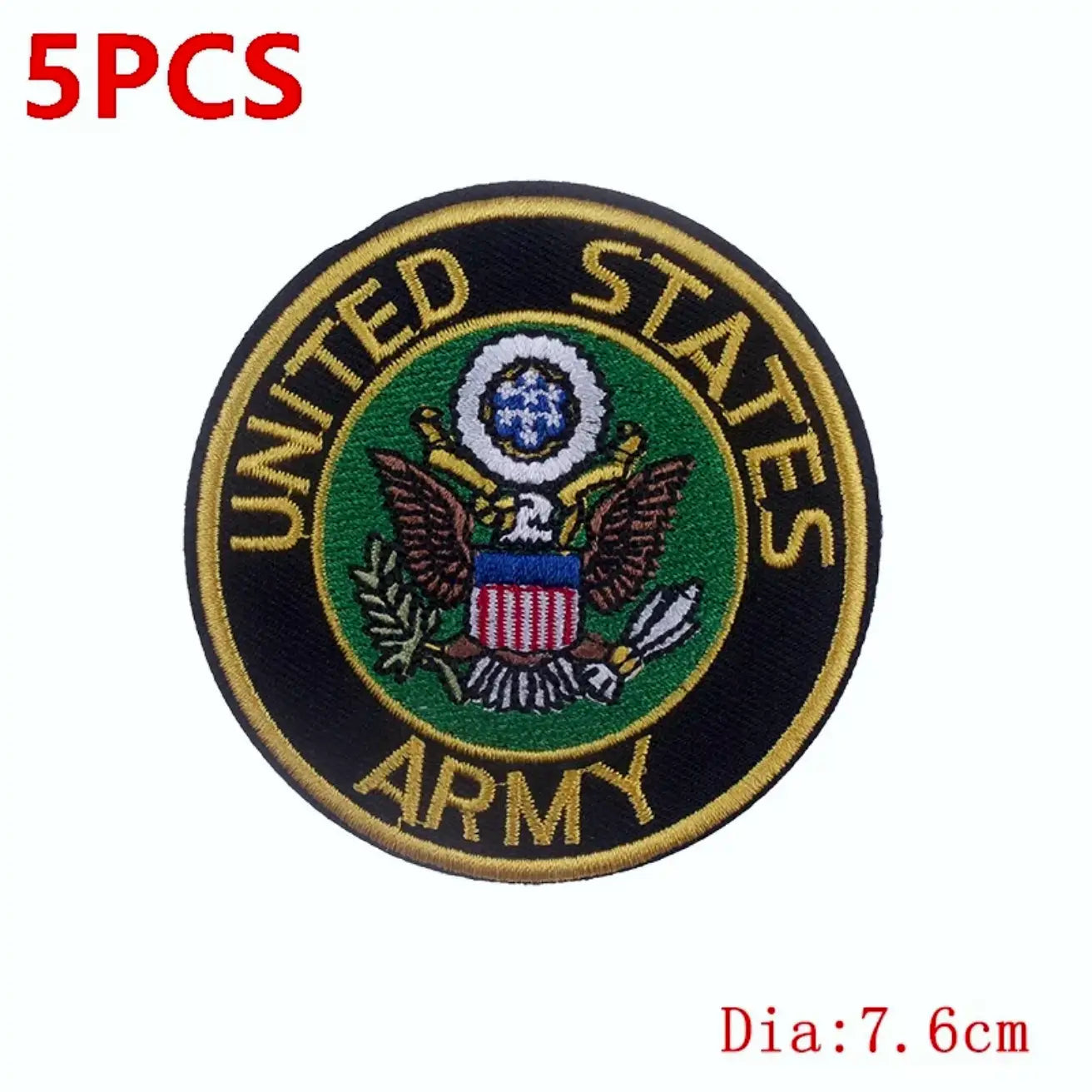 Set of 5 US Army embroidered patches featuring the official emblem design