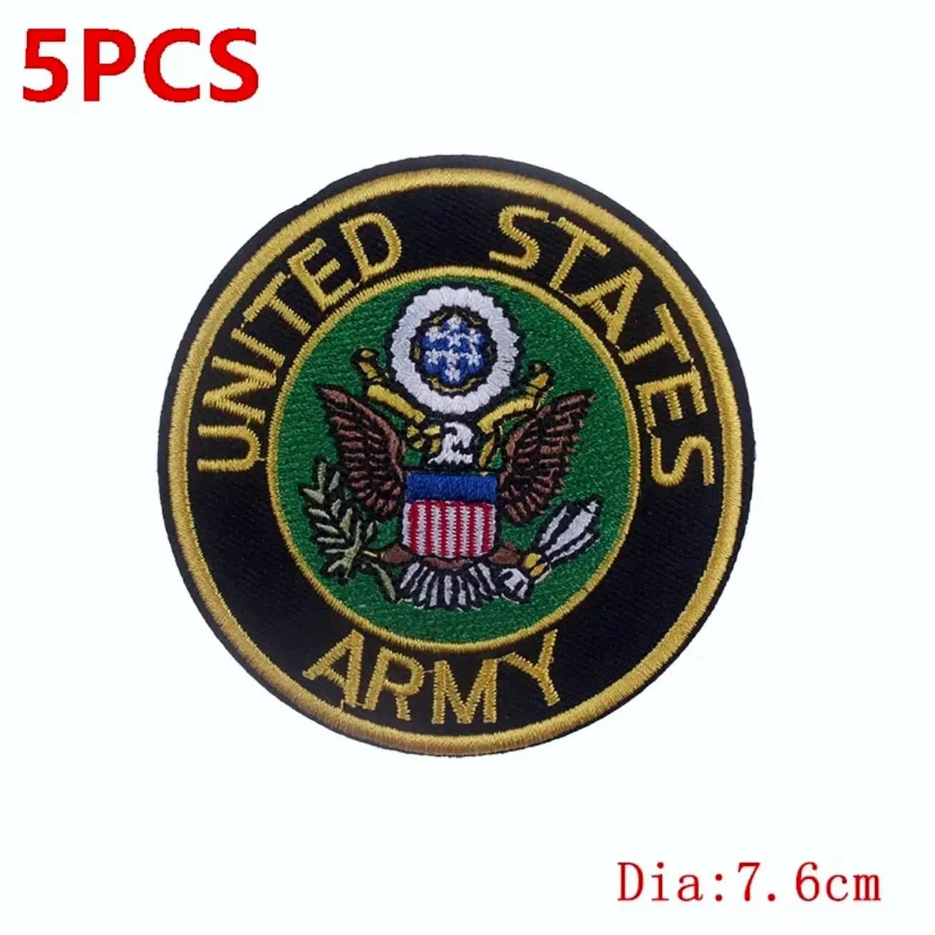 Set of 5 US Army embroidered patches featuring the official emblem design