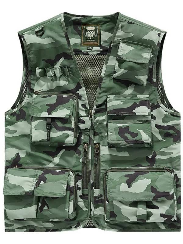 Military-Outdoors Camouflage Utility Vest with multiple pockets for outdoor activities
