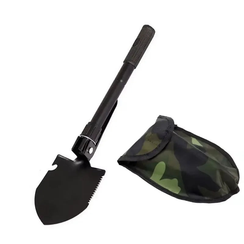 Black Multi Functional Folding Army Shovel with Bag Military-Outdoors.com