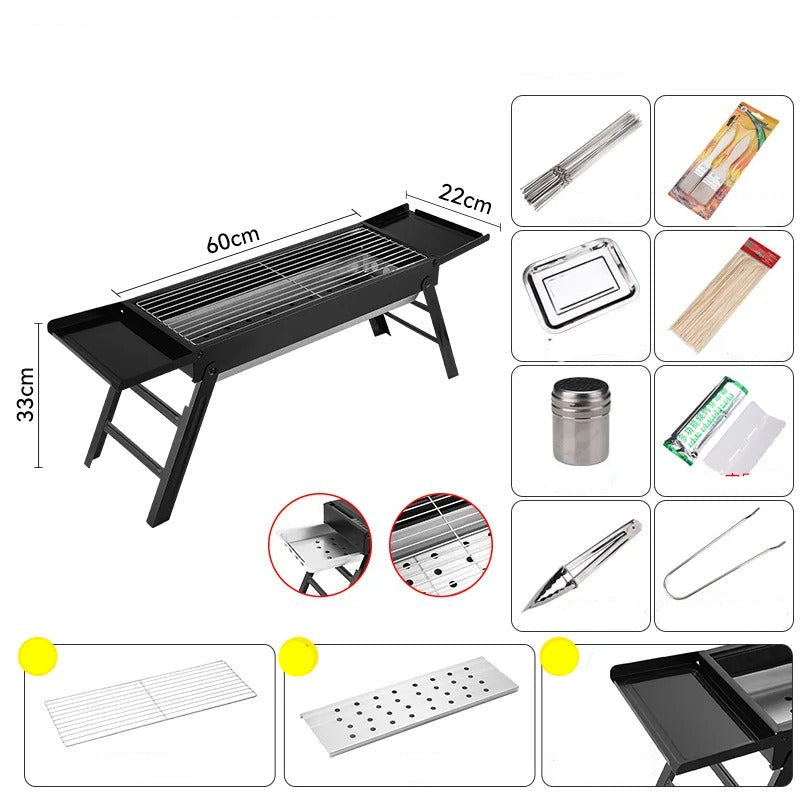 Large Portable Charcoal Barbecue Grill Set Military-Outdoors.com