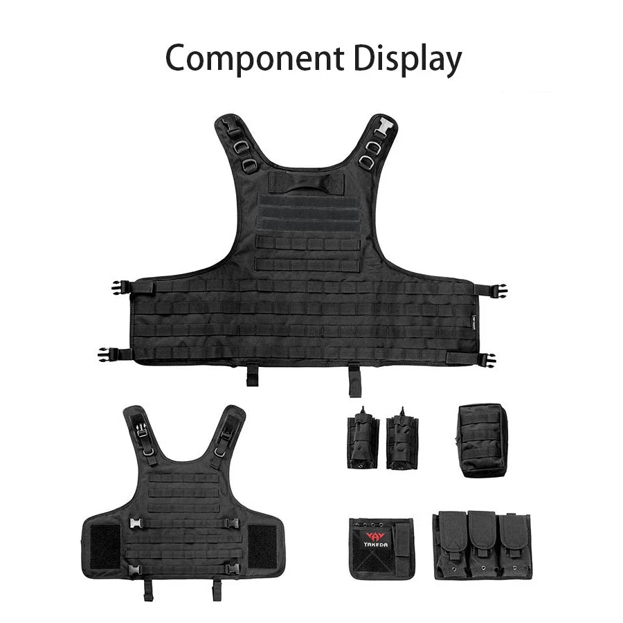 Yakeda tactical outdoor vest with adjustable straps and multiple accessory pouches for outdoor activities