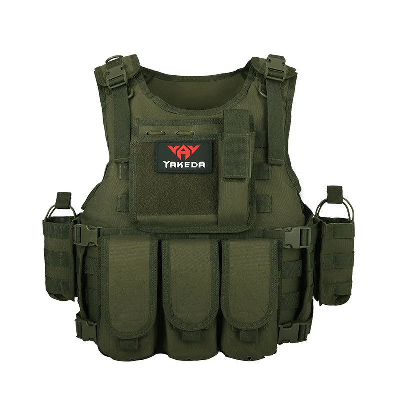 Yakeda tactical outdoor vest featuring multiple pockets and durable fabric for outdoor activities