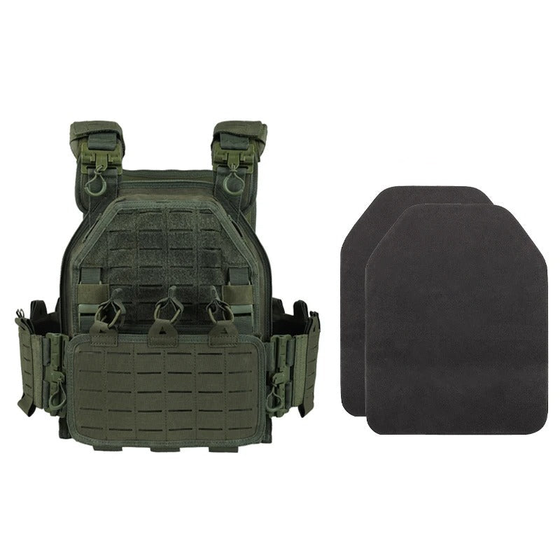 YAKEDA outdoor utility vest in green with included armor plates for tactical use