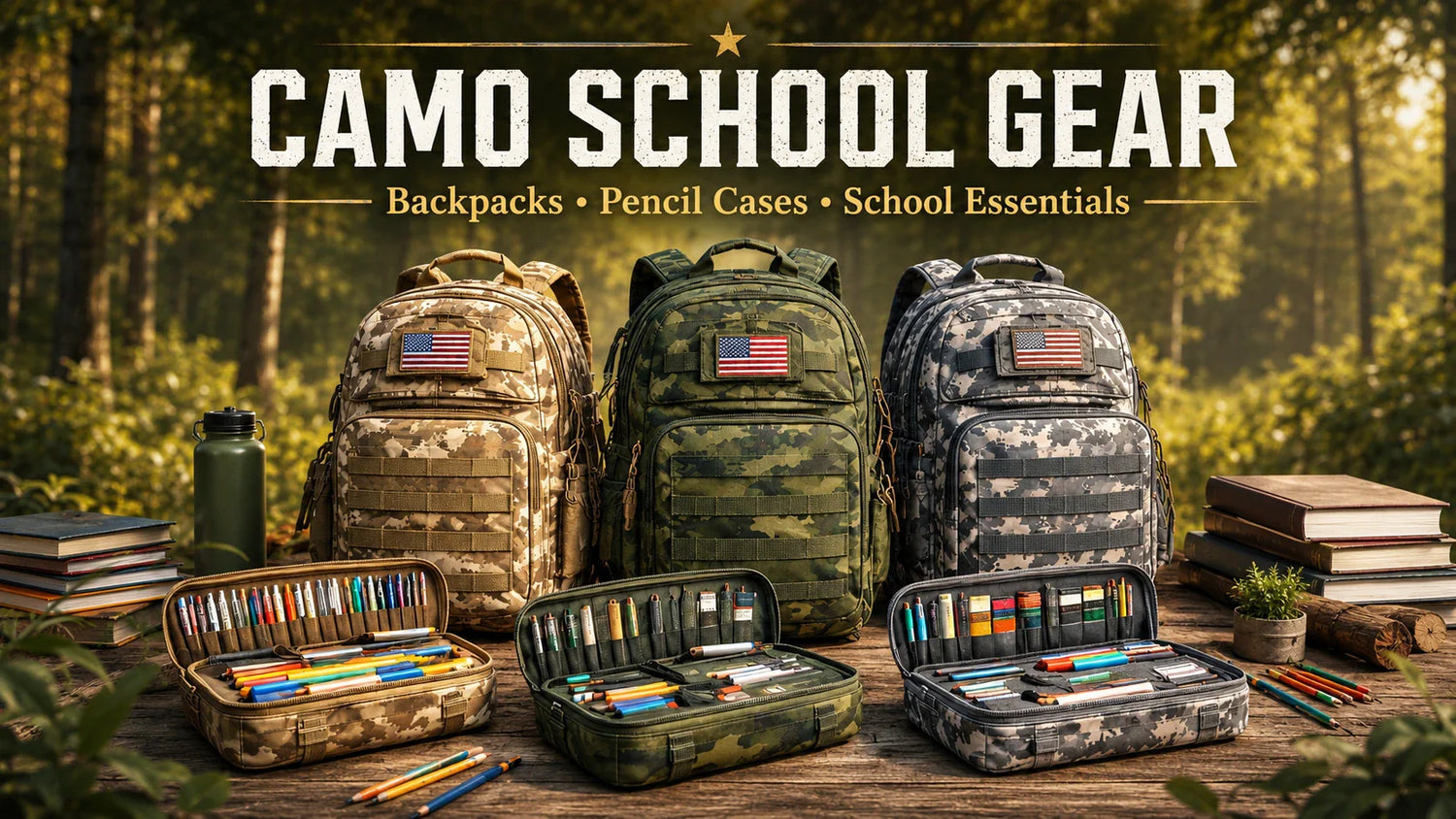 Durable military school bags with camo design and rolling features for convenience and style