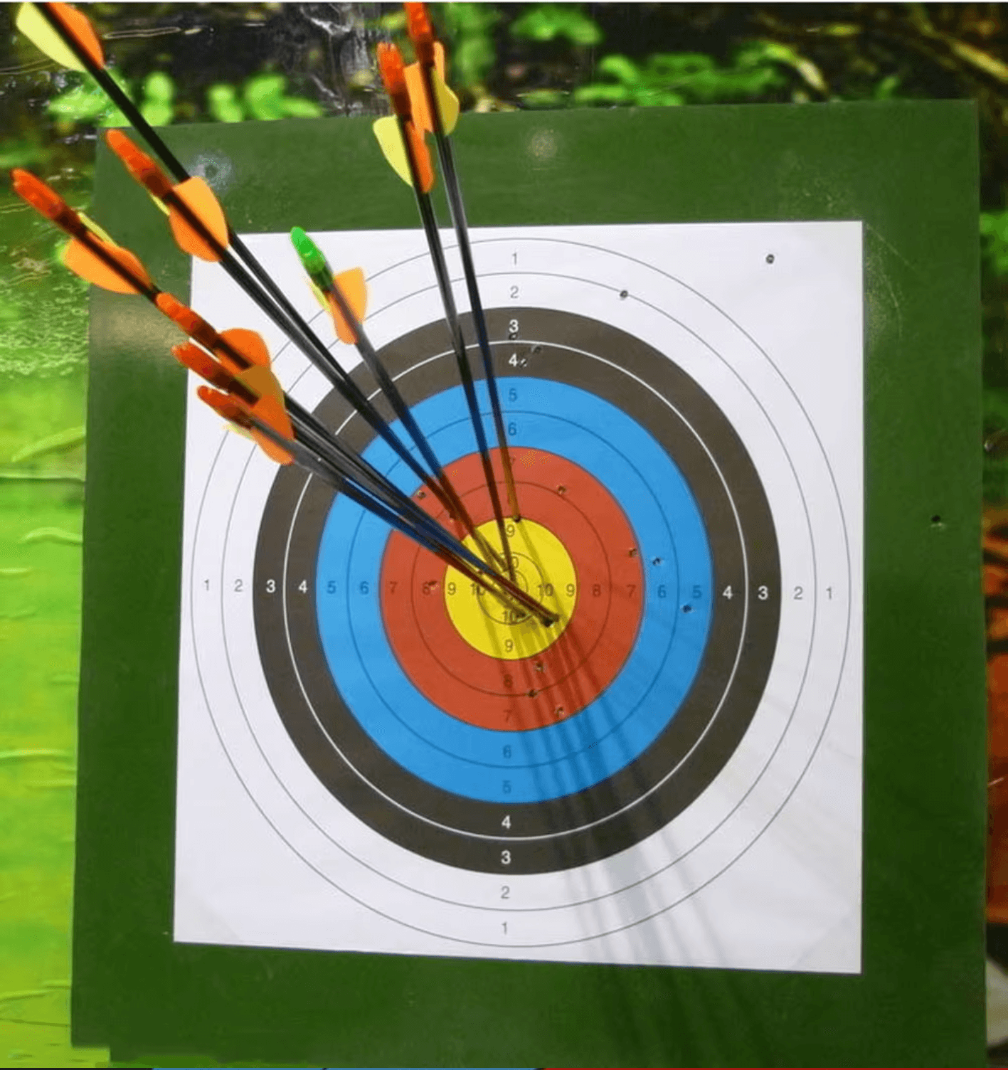 High-quality archery targets with arrows striking the center of a colorful bullseye