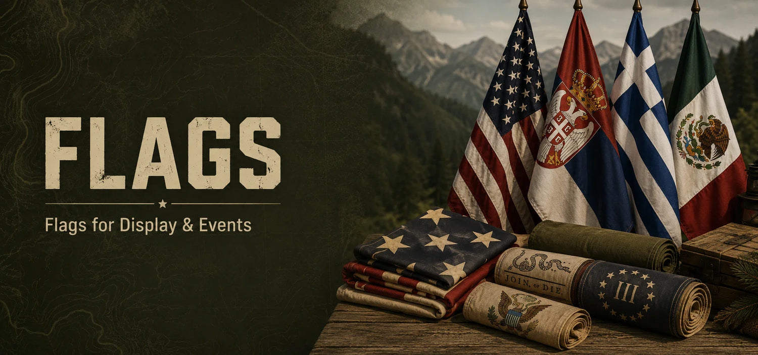 National flags and historical banners for display, events, collections, and patriotic decor
