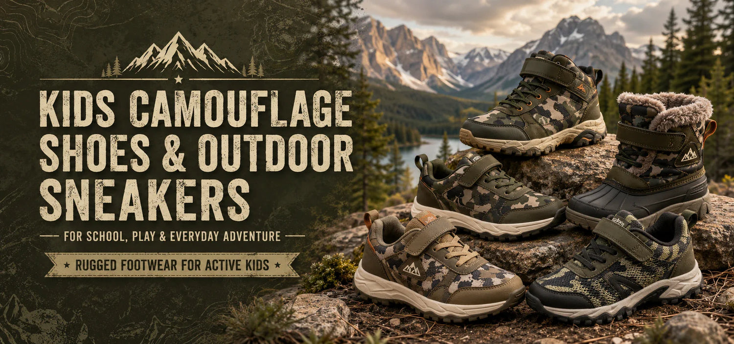 Stylish tactical shoes for children featuring durable mesh and a trendy camouflage design