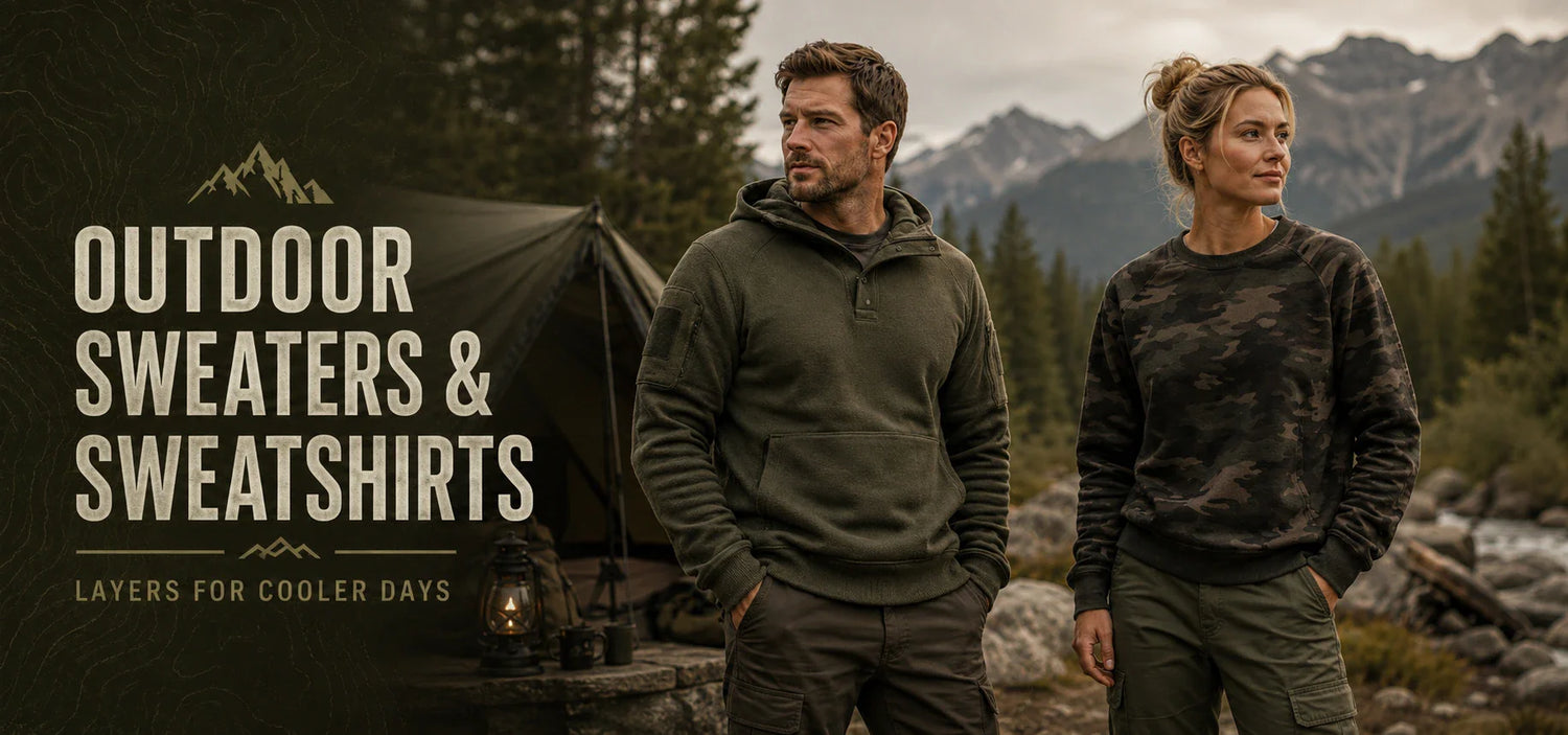 Military style sweaters featuring a rugged design and comfortable fit for casual wear