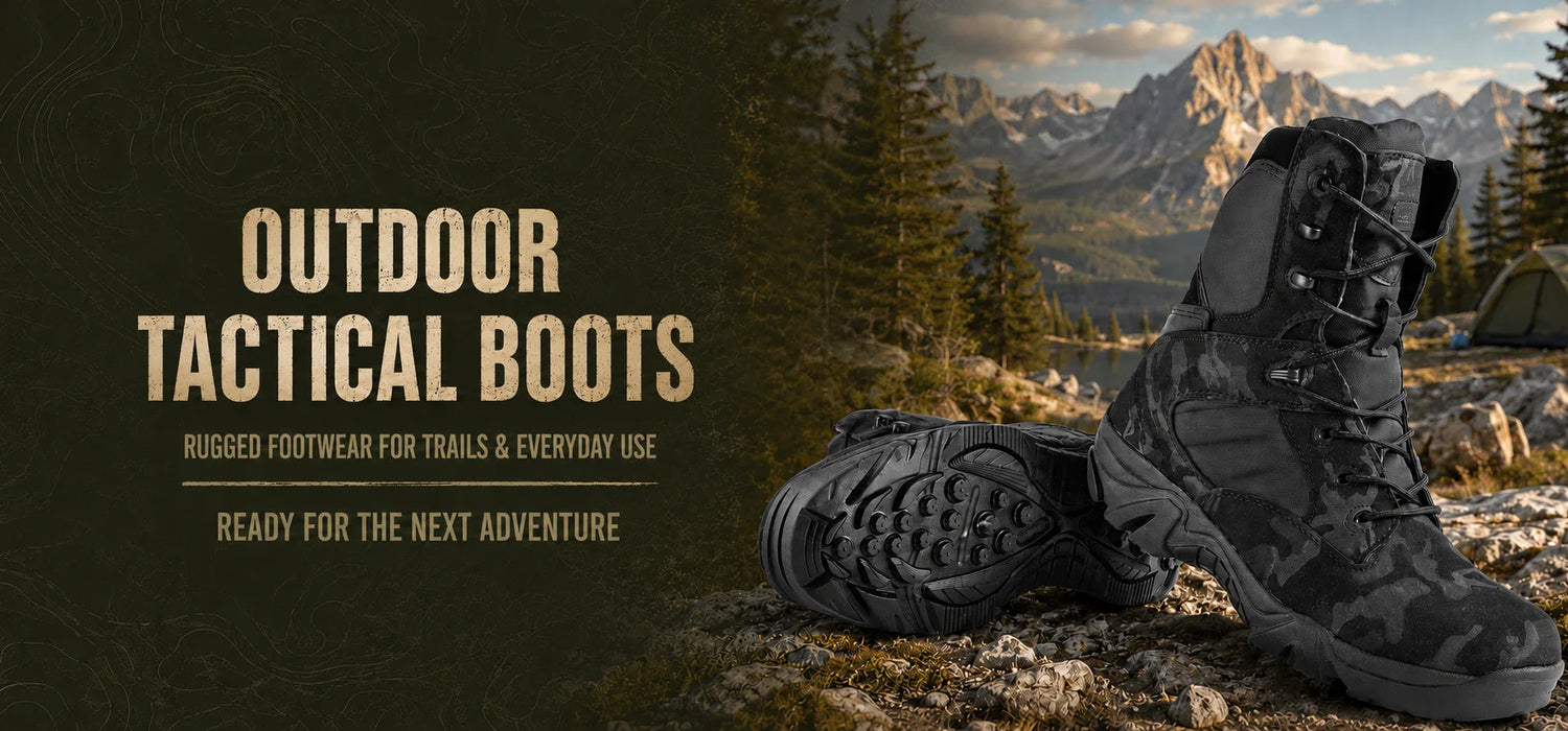 Durable military tactical boots featuring a camouflage design for rugged outdoor use
