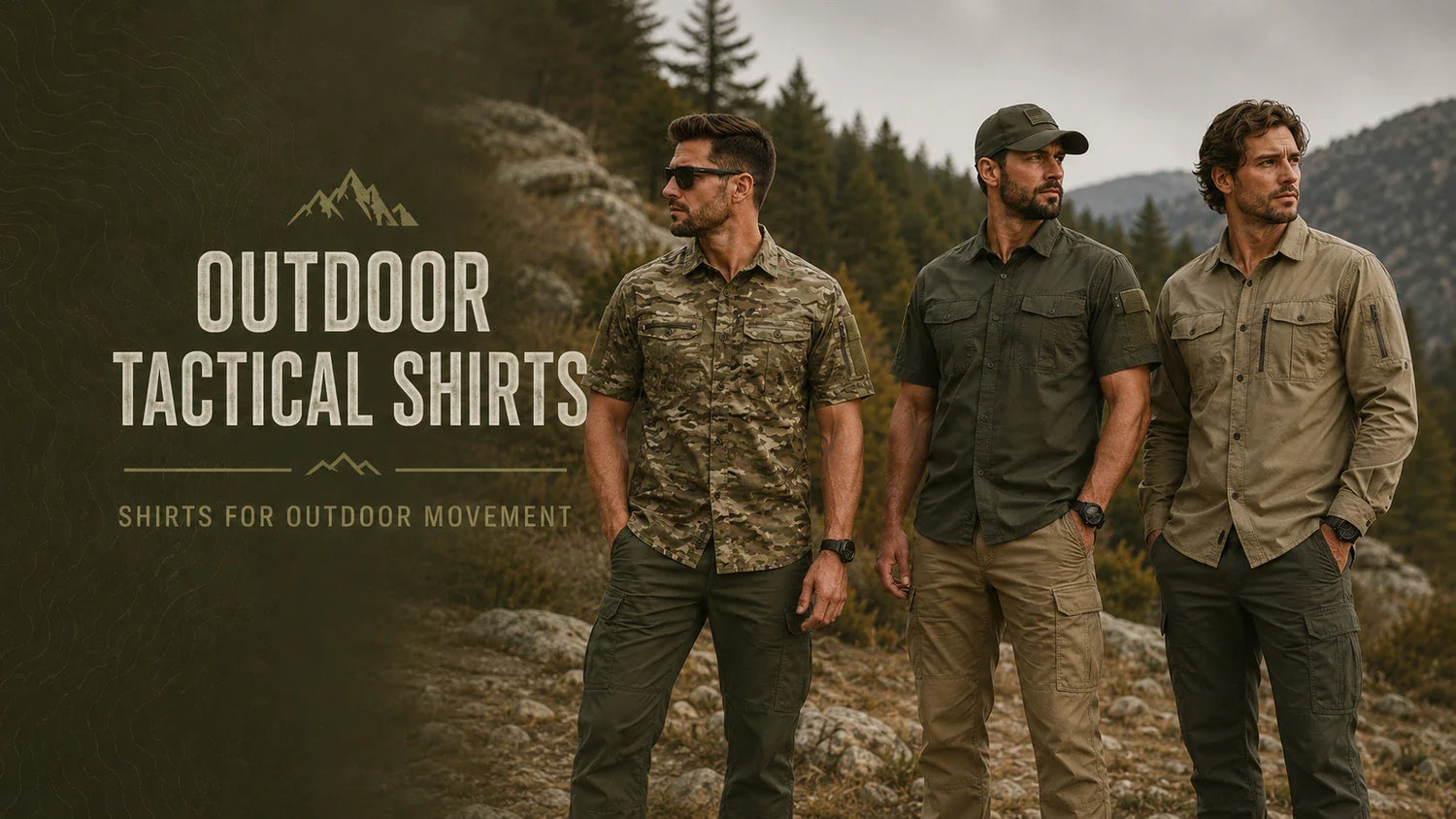 Tactical T-Shirt for Military with Patches and Shoulder Details in Olive Green Color