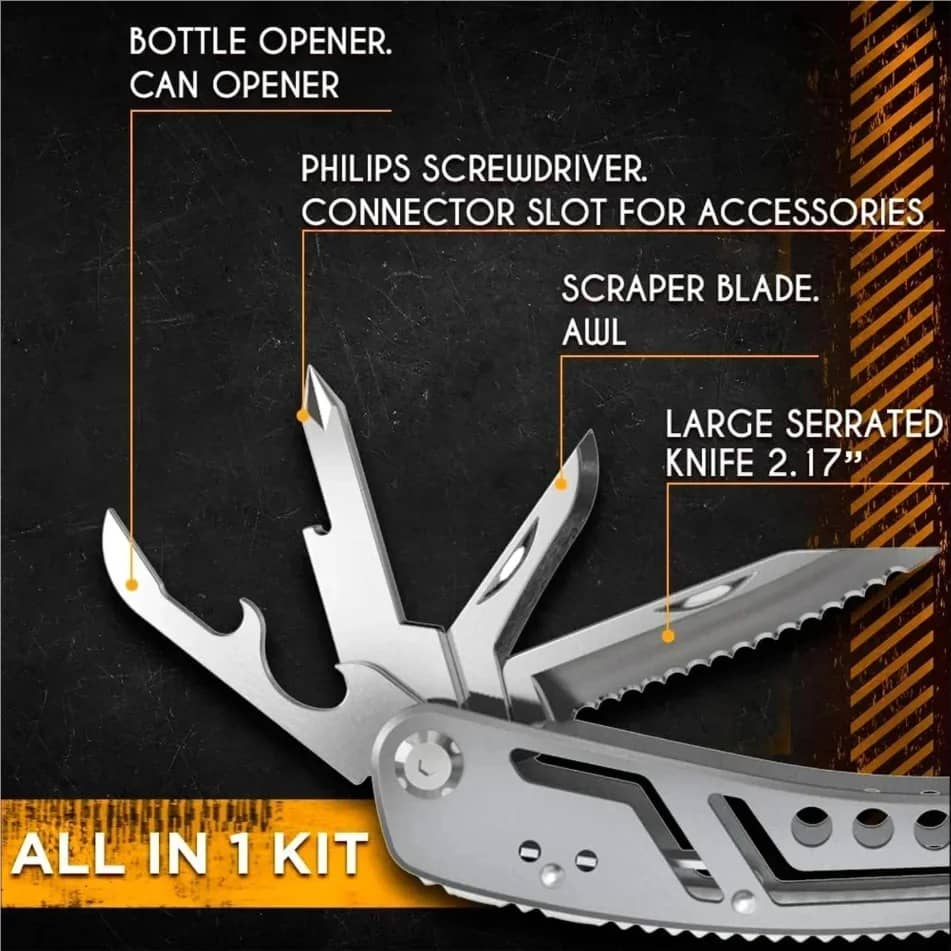 24-in-1 mini multi tool with various features for outdoor activities