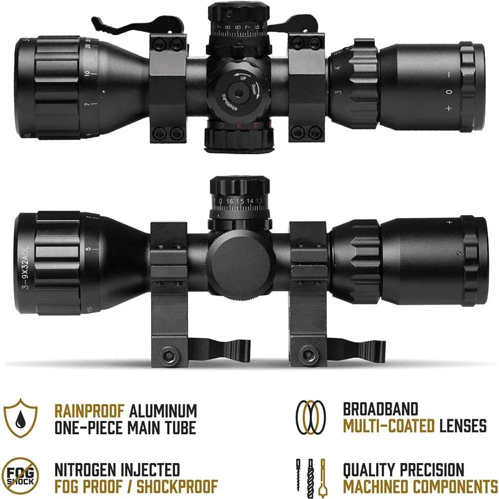 3-9x32 rifle scope with rainproof design and multi-coated lenses