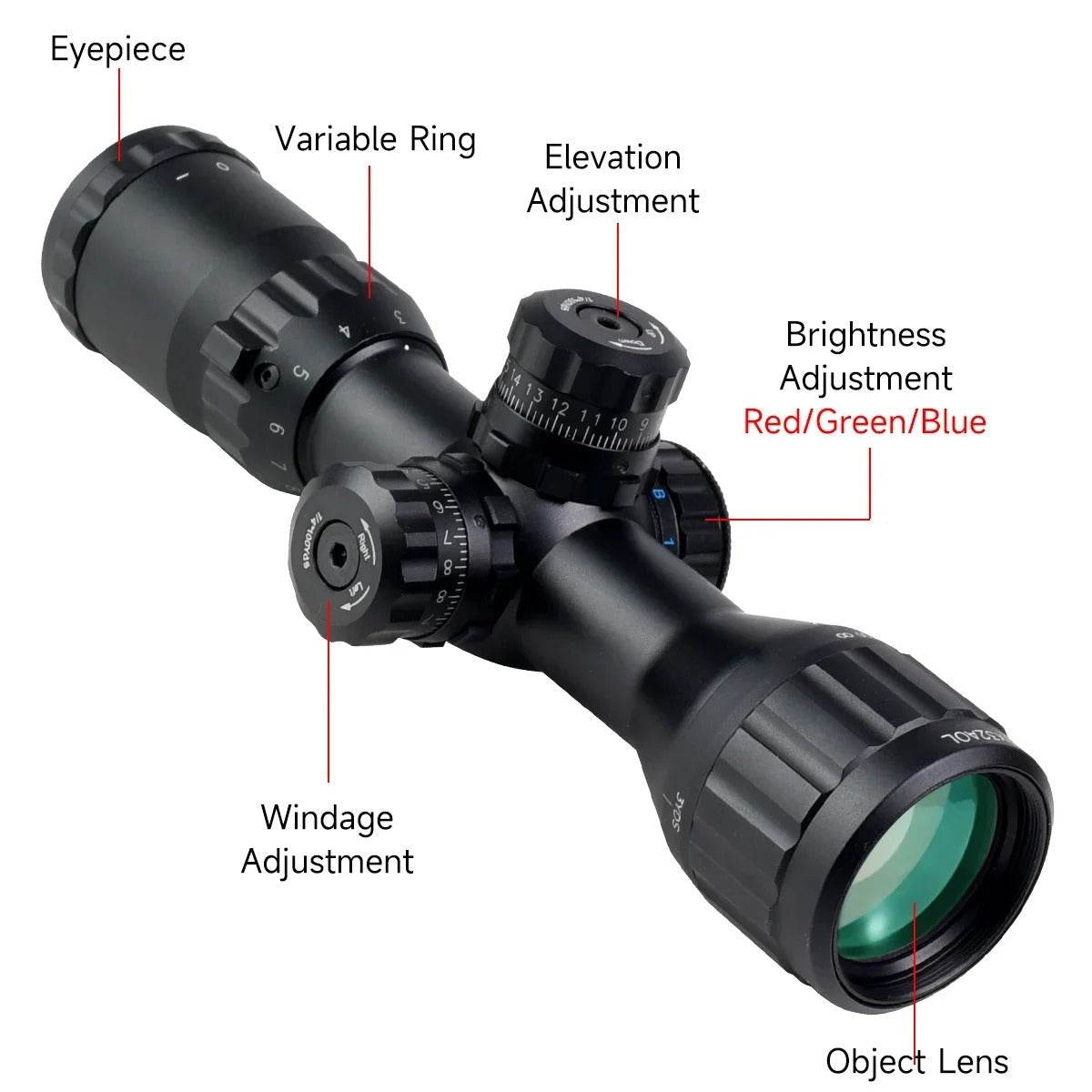3-9x32 rifle scope with adjustable settings for precision shooting