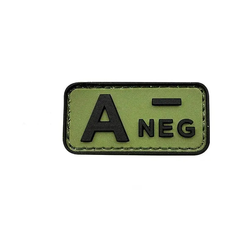 Olive Drab 3D PVC blood type patch A negative for Military Identification
