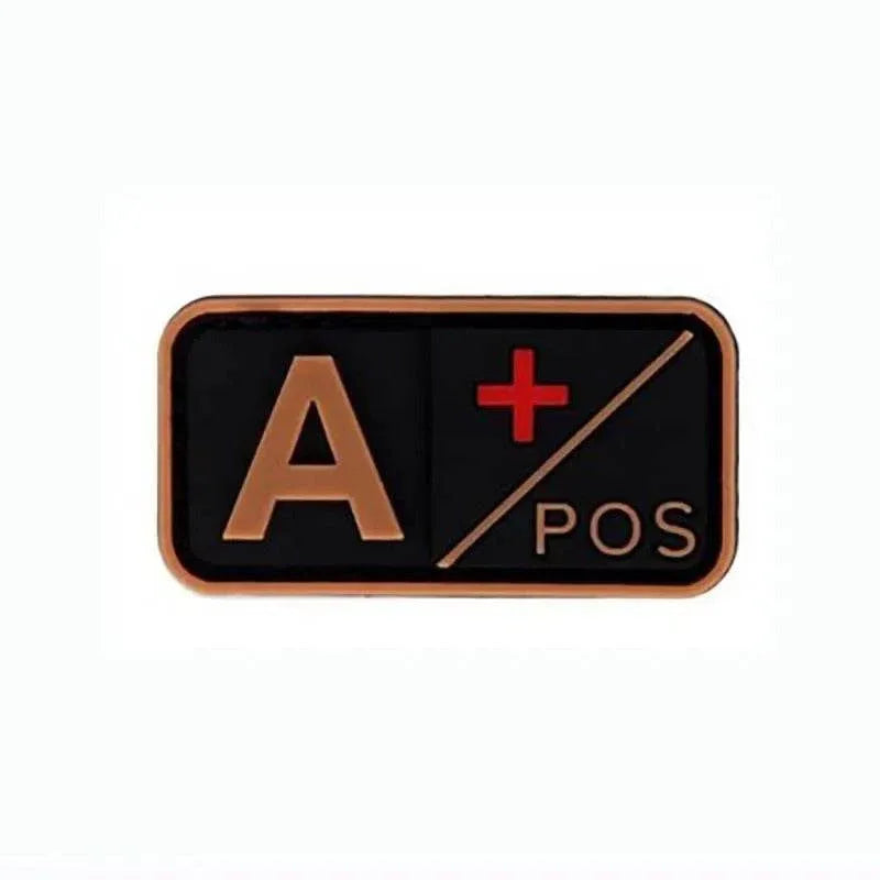 3D PVC blood type patch A POS in black and red for military uniforms