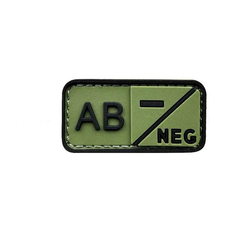 3D PVC blood type patch in olive green for military identification