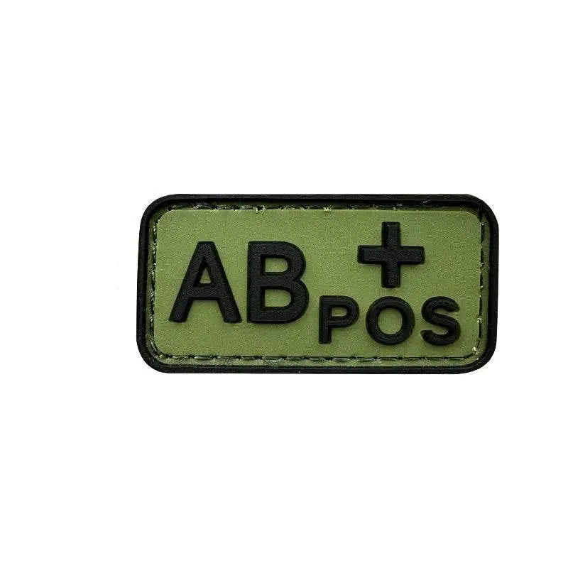 3D PVC blood type patch in olive green for military use