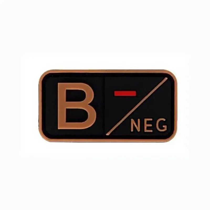 3D PVC blood type patch B negative for military gear identification