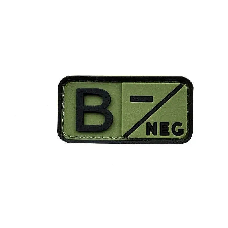 3D PVC blood type patch B negative in olive green for military gear