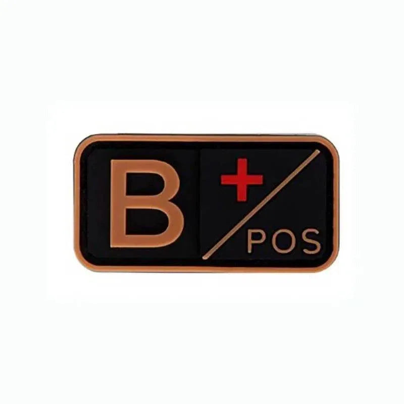 3D PVC blood type patch B positive for military gear and outdoor use
