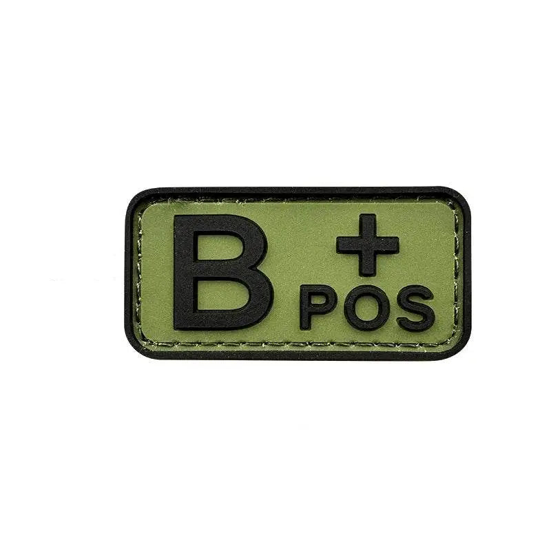 3D PVC blood type patch in green for military identification