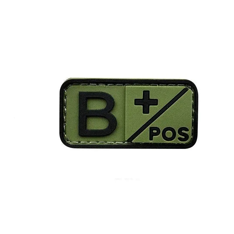 3D PVC blood type patch in green with B positive designation for military gear