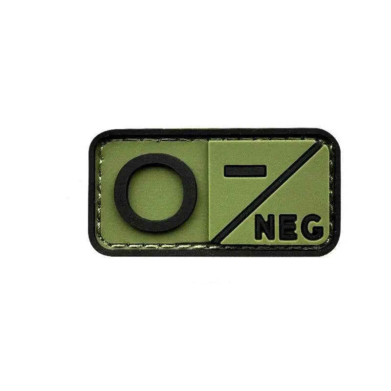 3D PVC blood type patch in olive green for military gear