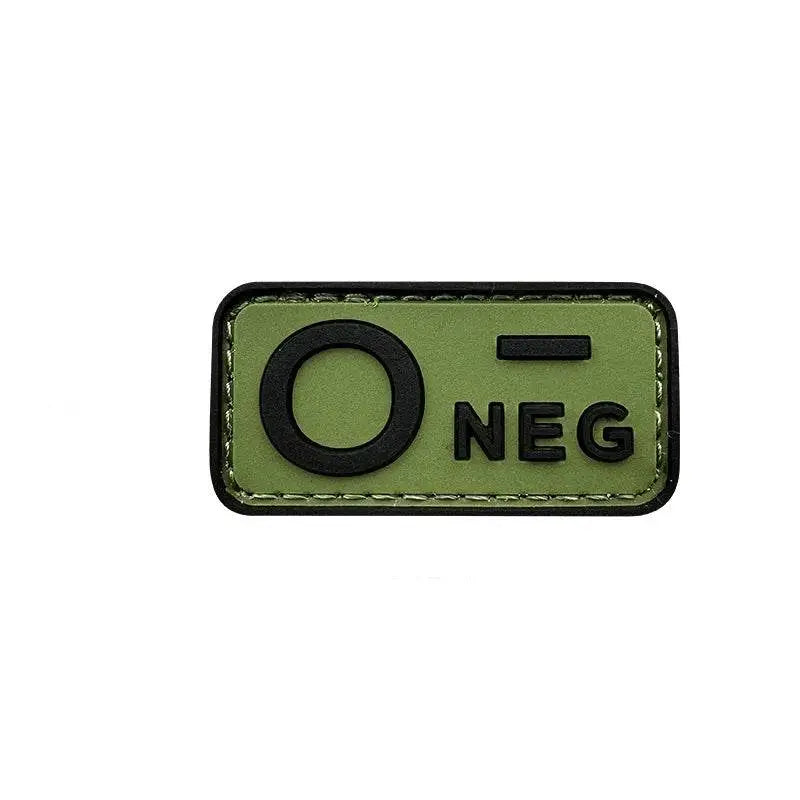 3D PVC blood type patch in olive green for military ID and gear