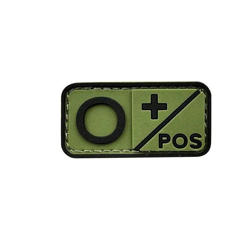 3D PVC blood type patch in green for military identification use