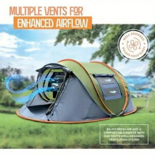 4 Person Instant Tent with multiple vents for enhanced airflow and comfortable camping experience