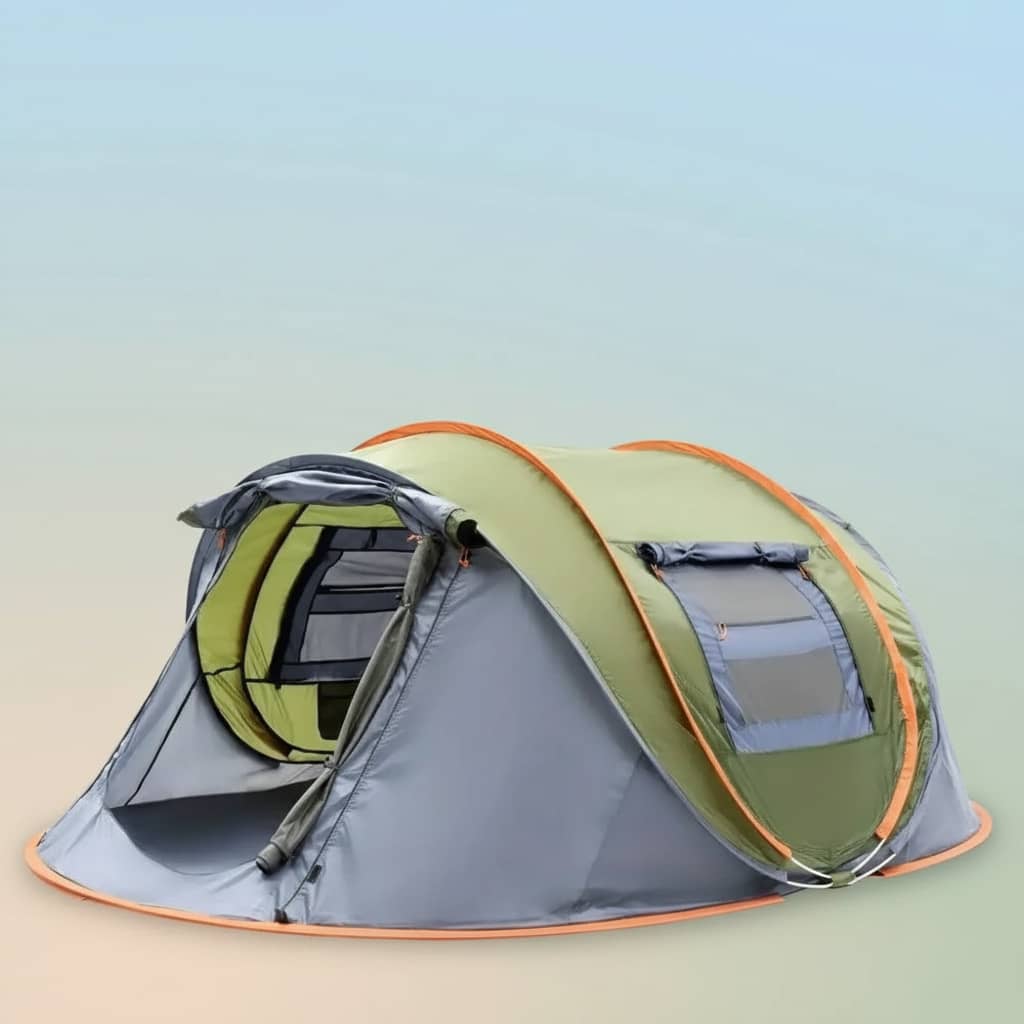 4 Person Instant Tent in Grey and Green for Quick Setup and Outdoor Adventures