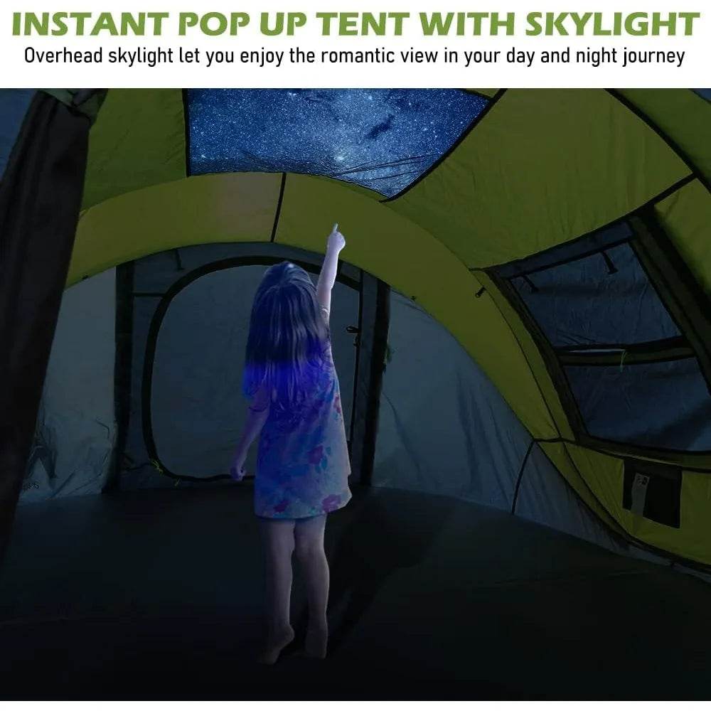 4 Person Instant Tent with overhead skylight for stargazing during camping trips