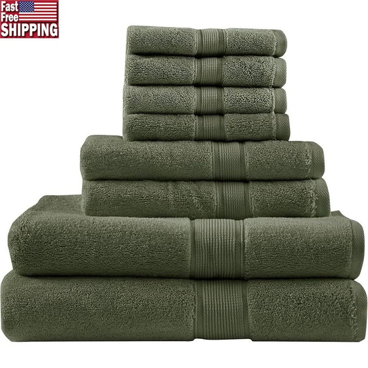 Army Green Military-Outdoors 8-Piece Cotton Outdoor Towel Set Military-Outdoors.com
