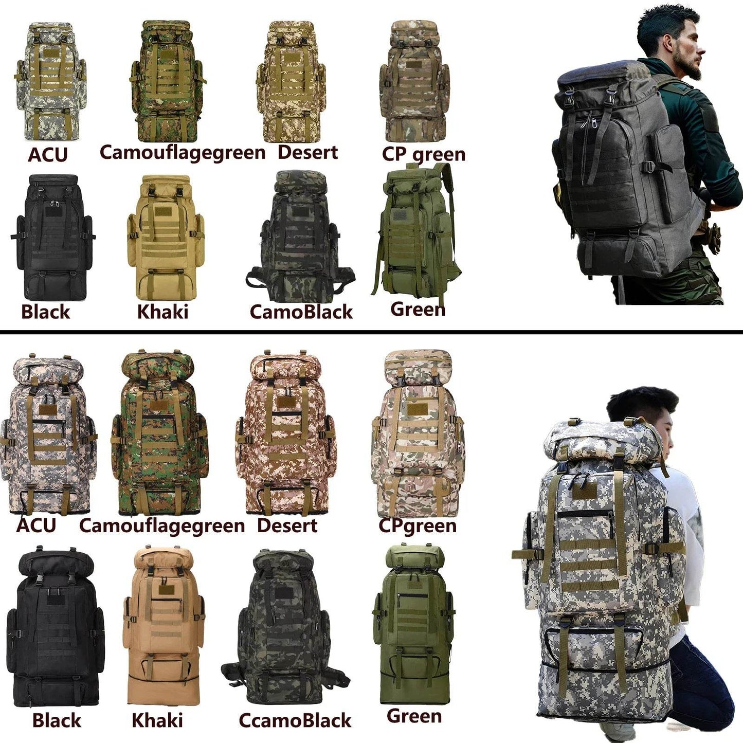 80L-100L Tactical Large Backpack For Outdoors Adventure - Military-Outdoors.com