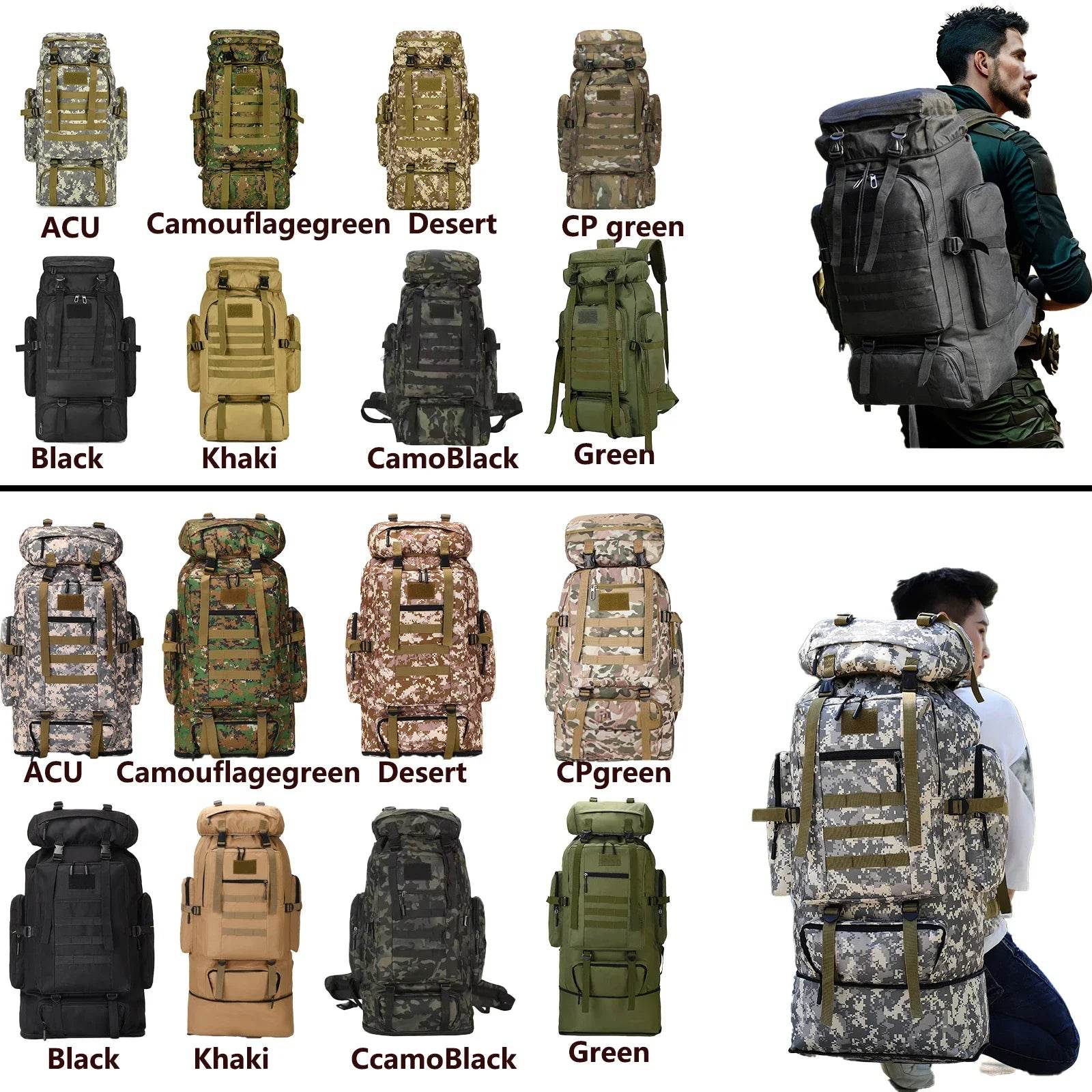 80L-100L Tactical Large Backpack For Outdoors Adventure - Military-Outdoors.com