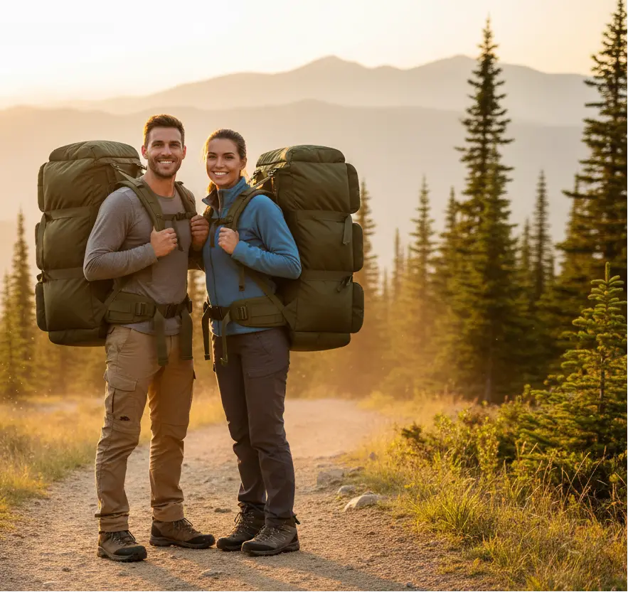 90l outdoor backpack in green for hiking and camping adventures
