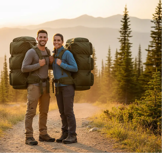90l outdoor backpack in green for hiking and camping adventures