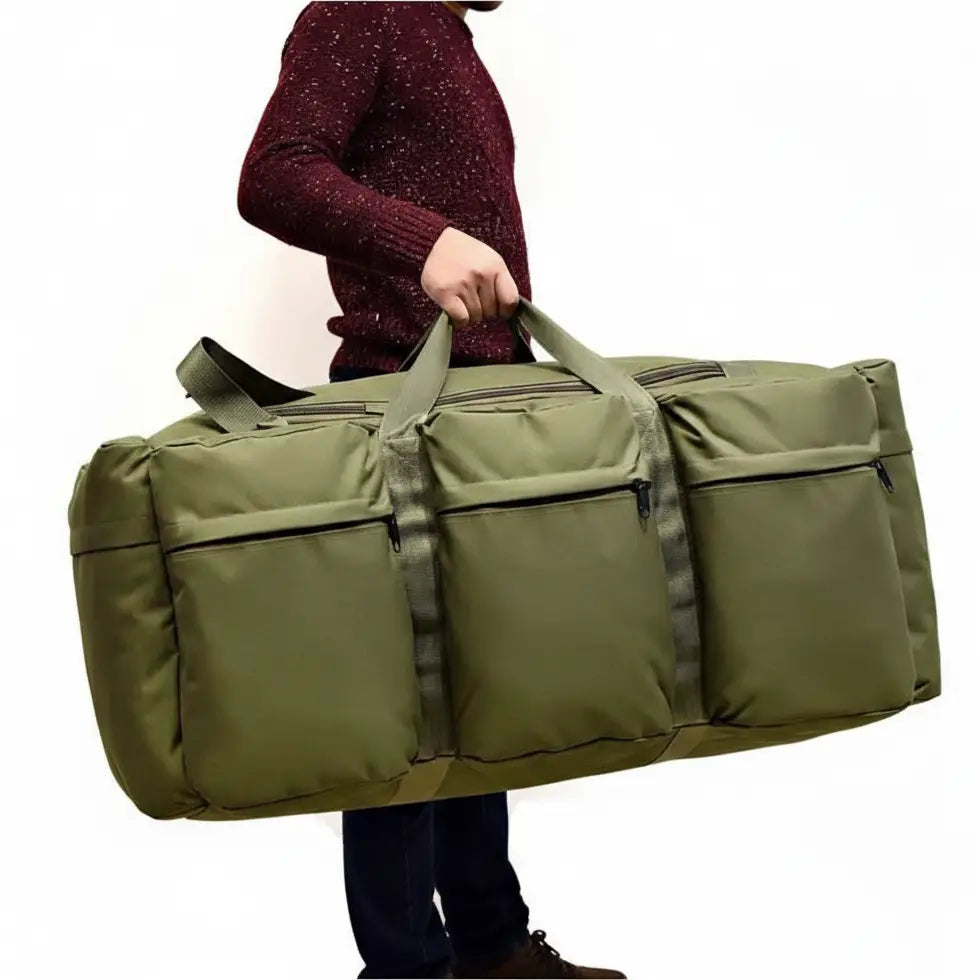 90l outdoor backpack in olive green for camping and hiking adventures