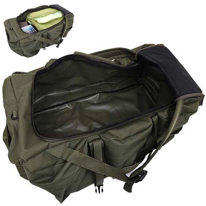 90l outdoor backpack in green with spacious interior for camping adventures