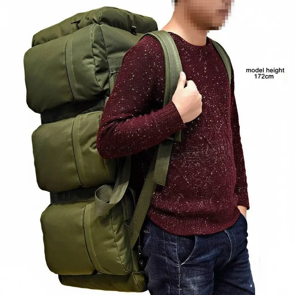 90L outdoor backpack in green, ideal for hiking and camping adventures