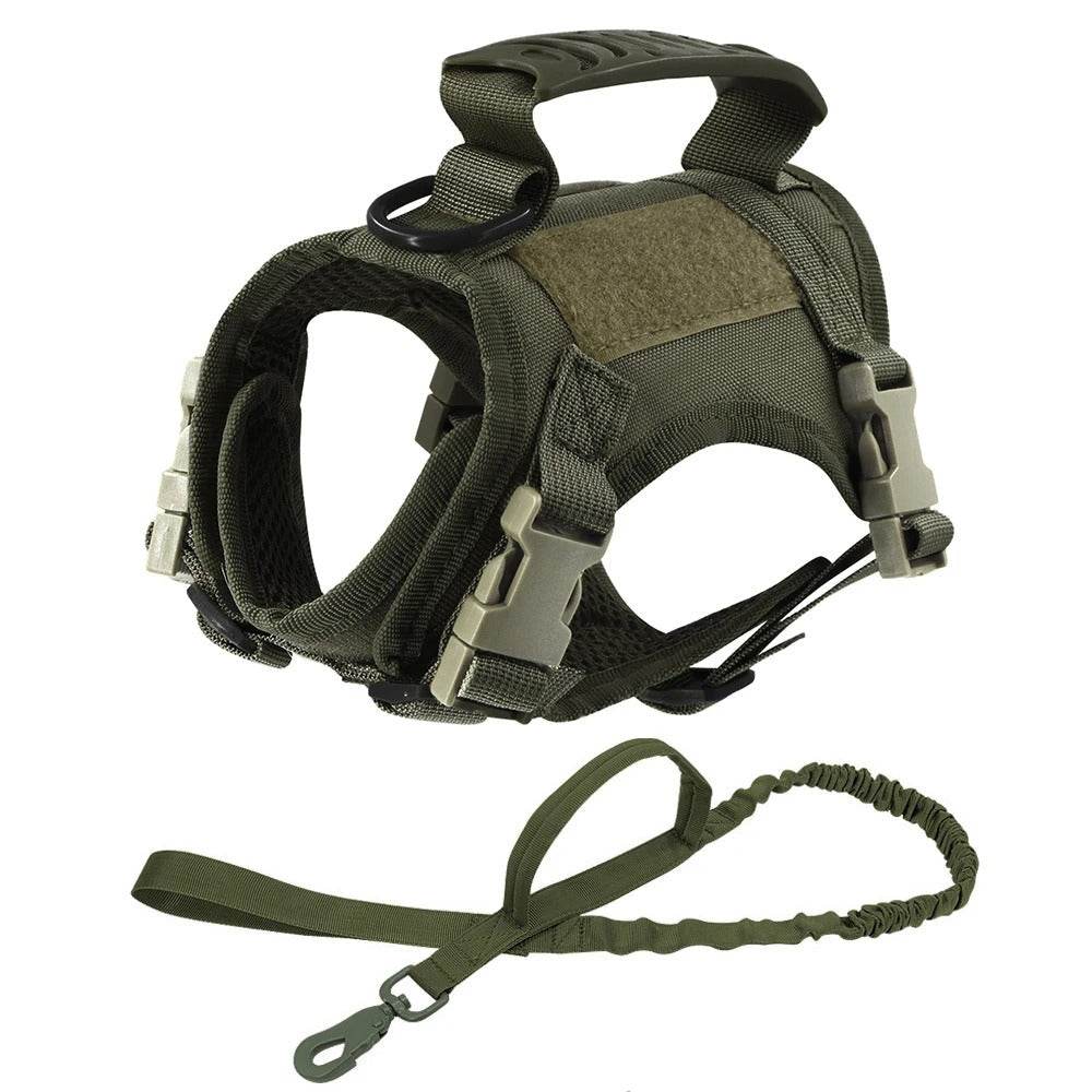 Adjustable kitten vest in green for comfort and control during outdoor activities