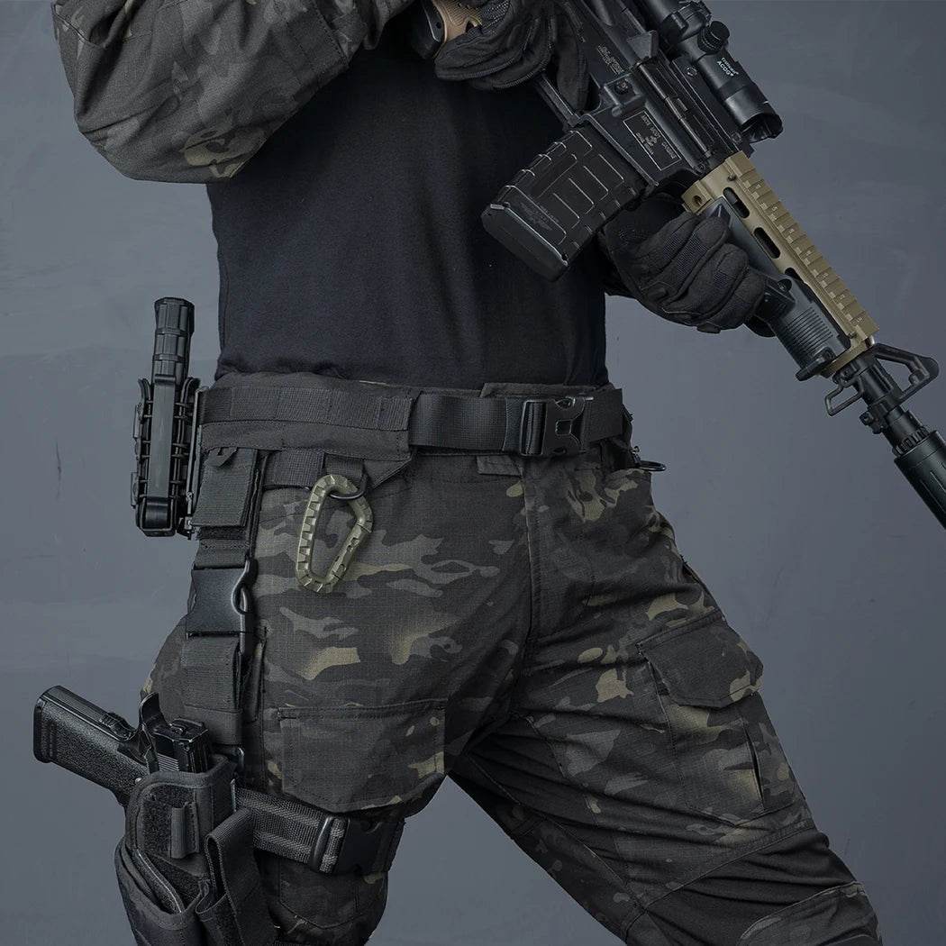 Adjustable outdoor belt in tactical design for secure firearm carry