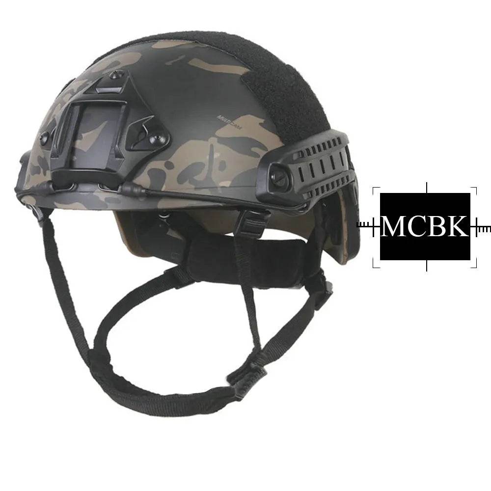 Black camouflage airsoft helmet for tactical protection and comfort