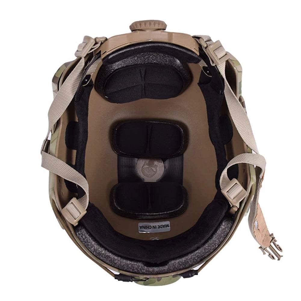 Tactical airsoft helmet with adjustable straps and padded interior