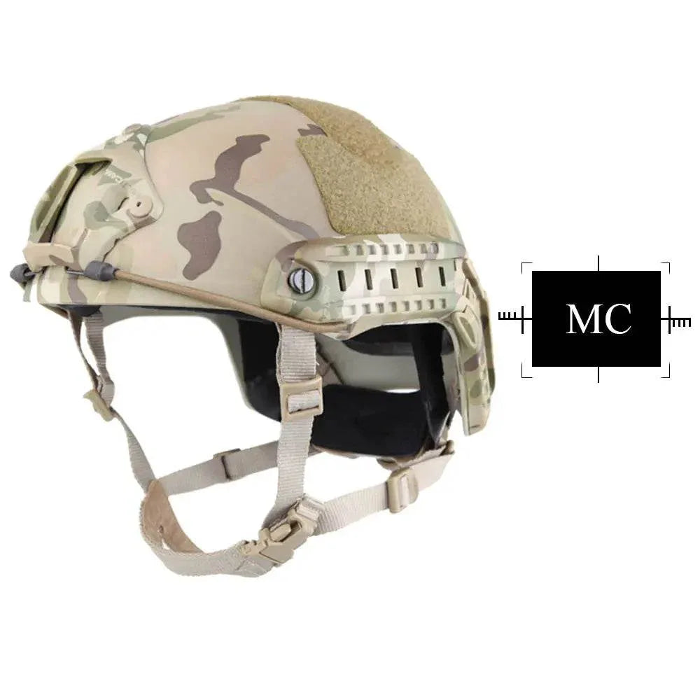 Tan Multicam Airsoft Helmet with Adjustable Straps for Tactical Use